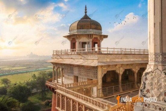 Agra Fort Musamman Burj dome at sunset