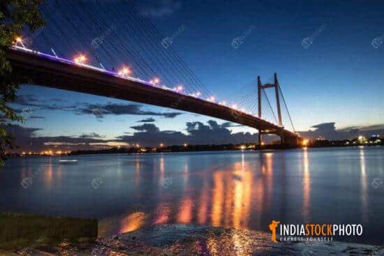Cable stayed bridge Vidyasagar Setu on river Ganges at Kolkata