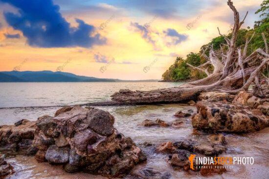 Chidiya Tapu Port Blair beach Andaman at sunset