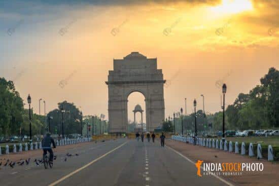 Historic India Gate war memorial on Rajpath road Delhi
