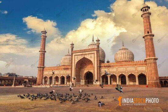Historic Jama Masjid mosque at Delhi made of red sandstone