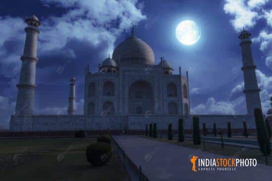 Iconic Taj Mahal Agra on full moon night