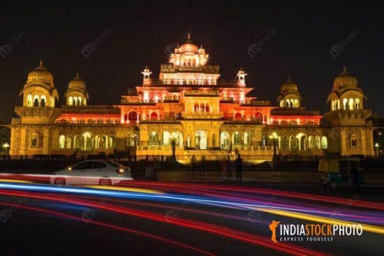 Albert Hall museum Jaipur ancient architecture at night