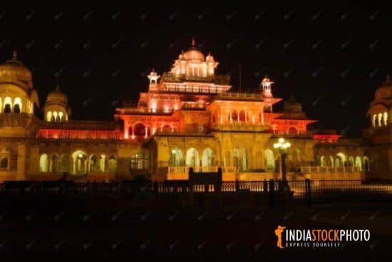 Albert Hall historic city museum Jaipur at night