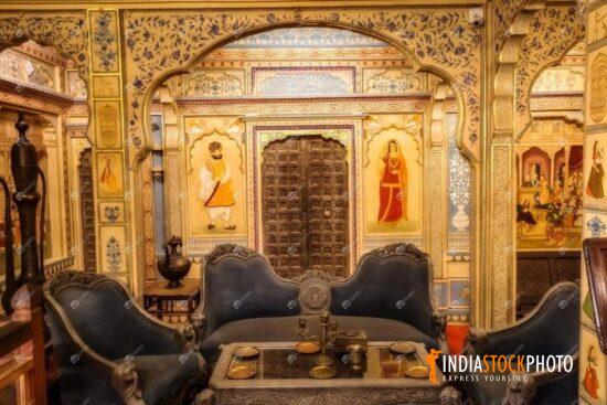 Ancient royal room at Patwon Ki Haveli Jaisalmer Rajasthan