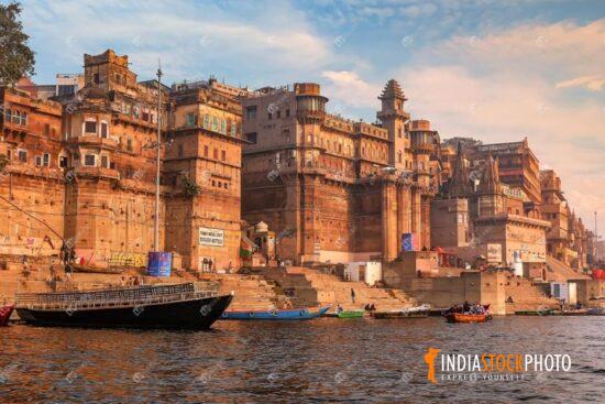 Historic Varanasi ancient city architecture on the banks of river Ganges