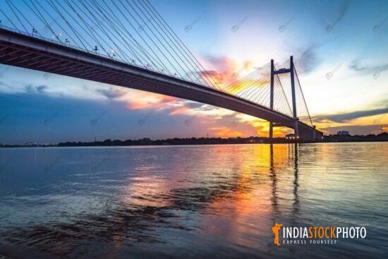 Vidyasagar setu cable stayed bridge on river Ganges at Kolkata