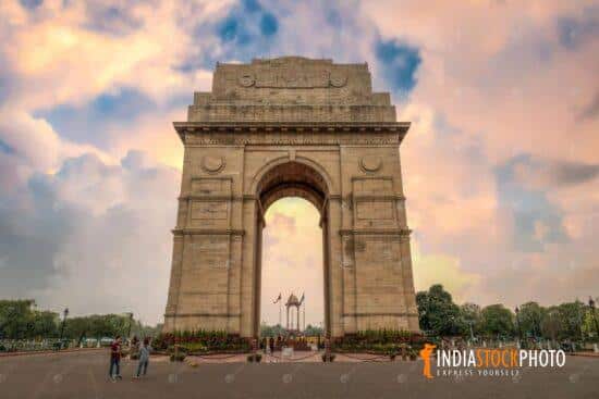 India Gate historic war memorial Delhi at dusk