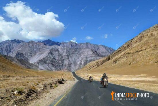 Indian tourist bikers on Leh-Manali highway at Ladakh