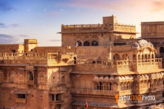 Jaisalmer Fort yellow limestone architecture at sunset