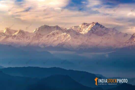 Kanchenjunga Himalaya mountain range at sunrise at Pelling Sikkim