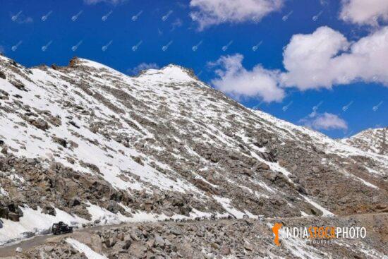 High altitude Himalayan mountain road near Khardungla Pass Ladakh