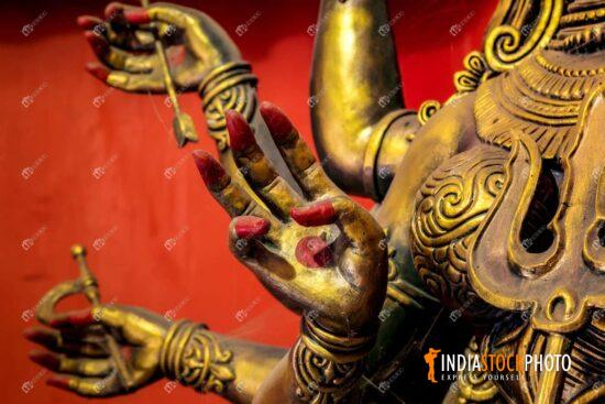 Goddess Durga blessings hand in close up view