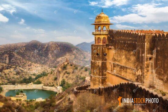Ancient Jaigarh Fort Jaipur with aerial landscape view
