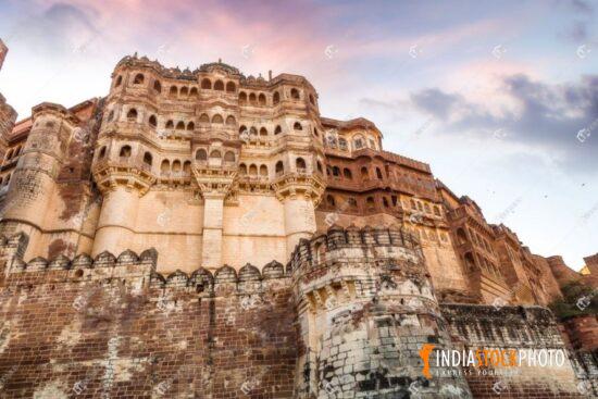 Mehrangarh Fort Jodhpur Rajasthan medieval architecture at sunset