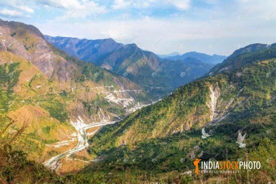 Scenic Himalaya mountain river valley at Munsiyari Uttarakhand