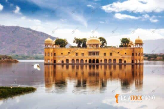 Jal Mahal ancient water palace in the midst of a lake at Jaipur