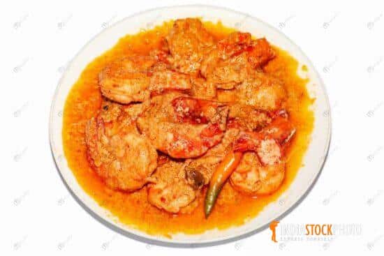 Spicy tasty Indian prawn cuisine food