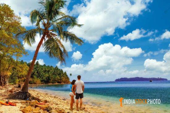 Couple enjoy at North Bay island sea beach at Andaman islands