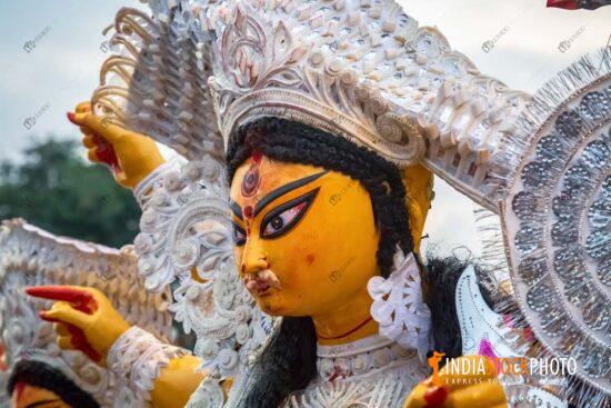Goddess Durga idol on immersion day at Kolkata