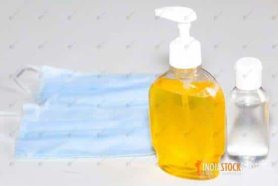 Liquid soap hand sanitizer and face mask for health and hygiene