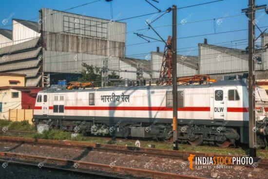 Indian railways diesel engine standing near a loco shed