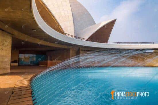 Lotus Temple Delhi interior architecture with fountain