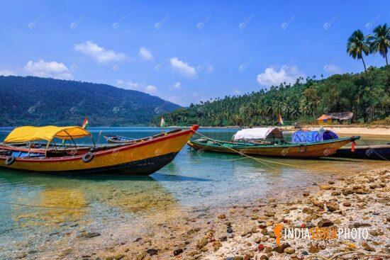 Scenic tropical North Bay island sea beach Andaman India