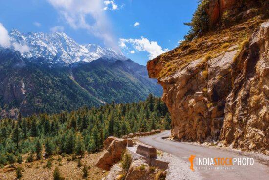 Scenic mountain road with Himalaya landscape at Kalpa Himachal Pradesh