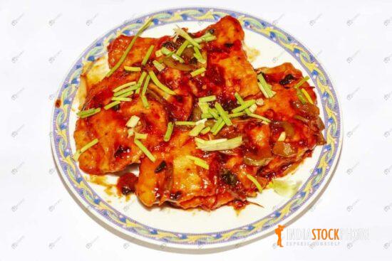 Spicy Indian chili fish cuisine