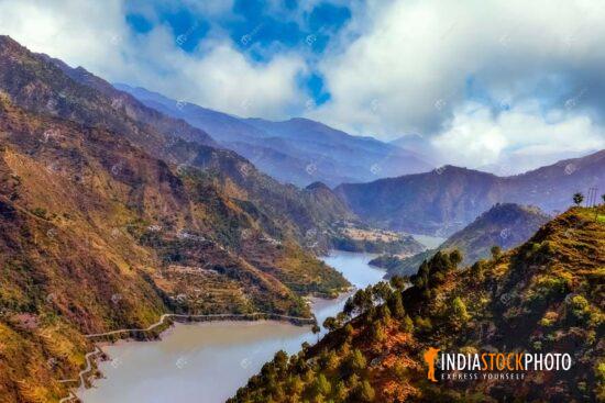 Ravi river valley with scenic Himalayan landscape at Himachal