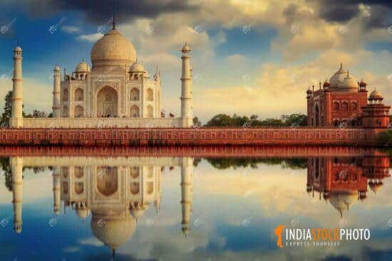 Taj Mahal UNESCO World Heritage site Agra at sunset