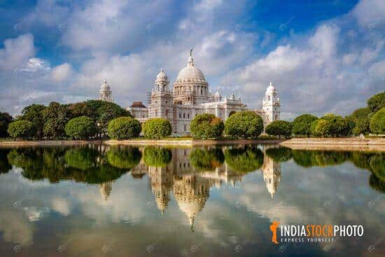 Victoria Memorial monument Kolkata with water reflection