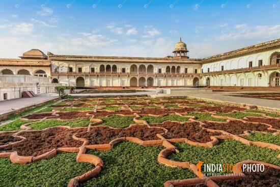 Agra Fort medieval royal palace with Anguri Bagh garden