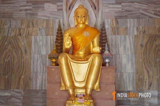 Golden statue of Lord Buddha at Sarnath monastery
