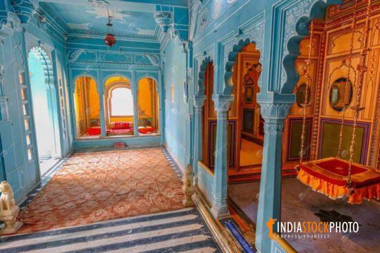 Udaipur city palace interior view of ancient royal room
