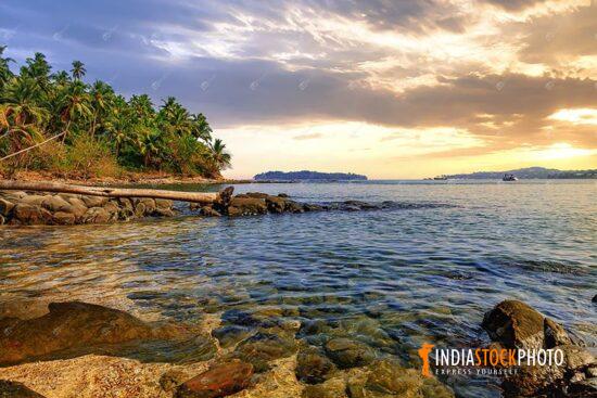 North Bay island sea beach at sunset at Andaman islands