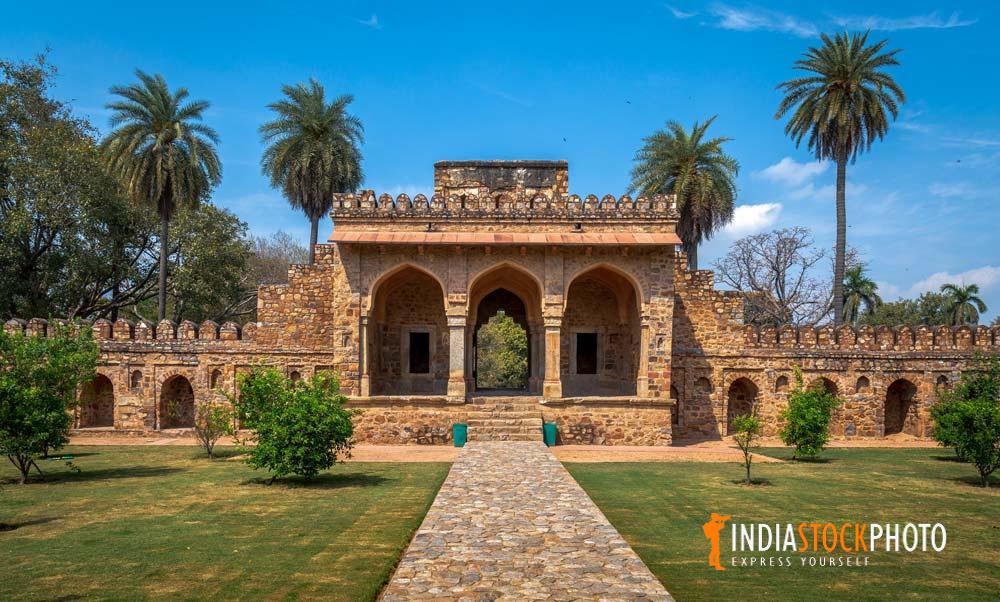 Ancient stone gateway to Isa Khan Niazi tomb within Humayun Tomb complex